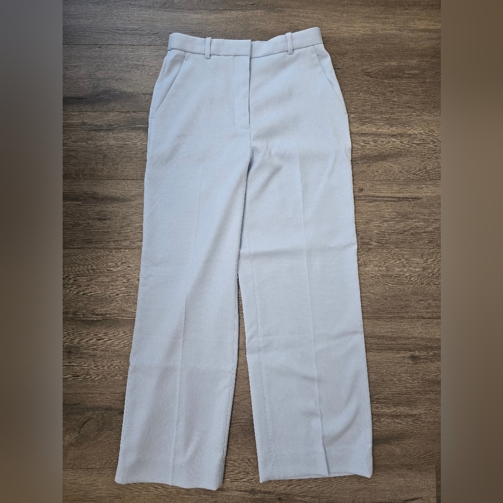 Abercrombie & Fitch Sloane Low Rise Wide Leg Pastel Baby Blue Tailored Trousers